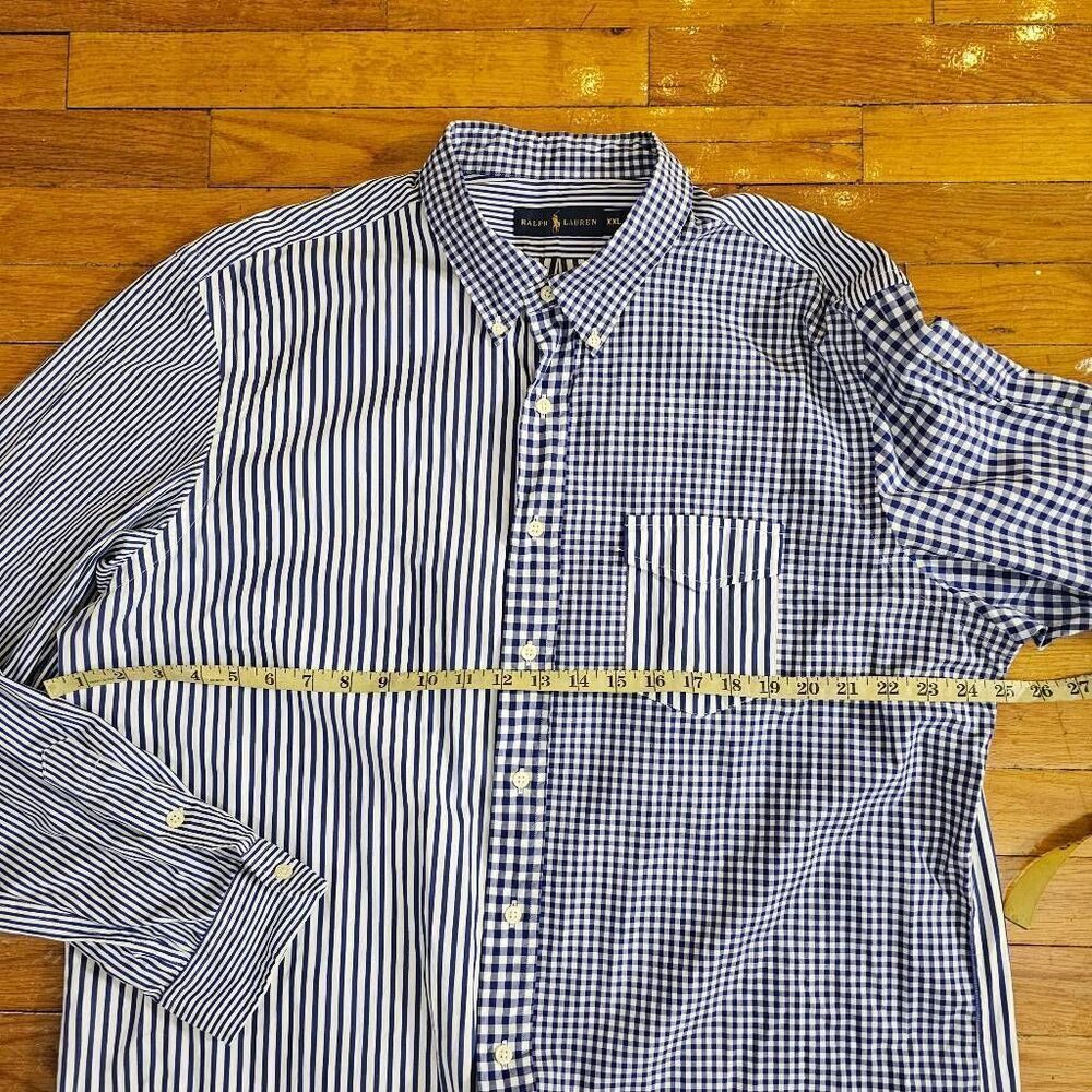 Polo Ralph Lauren White Blue Striped Colorblock Plaid Button Down Shirt Men’s Si - Picture 6 of 8
